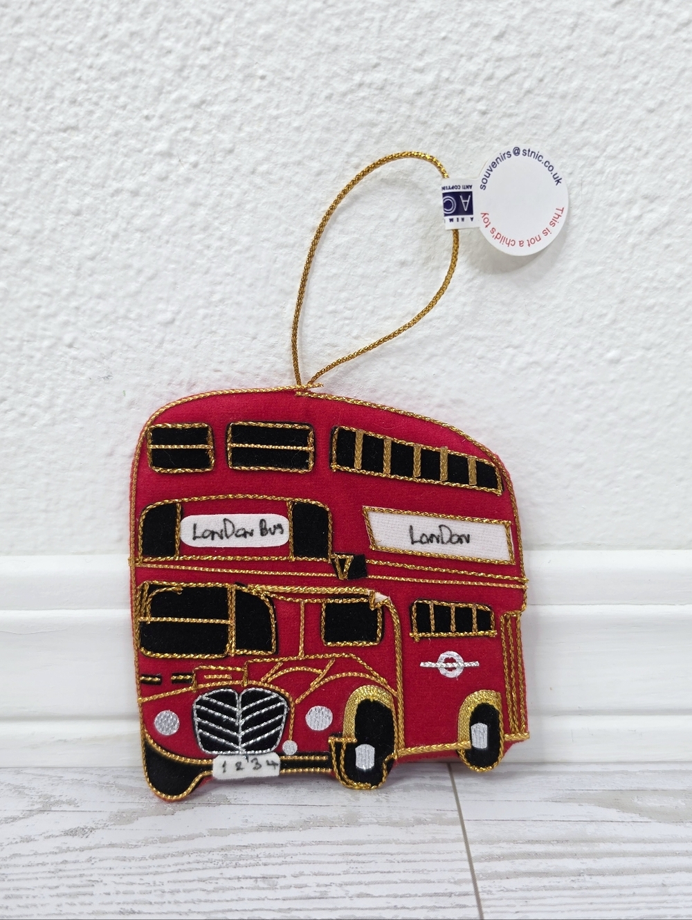 London Bus Embroidered Felt Christmas Ornament Decoration NWT St. Nicolas